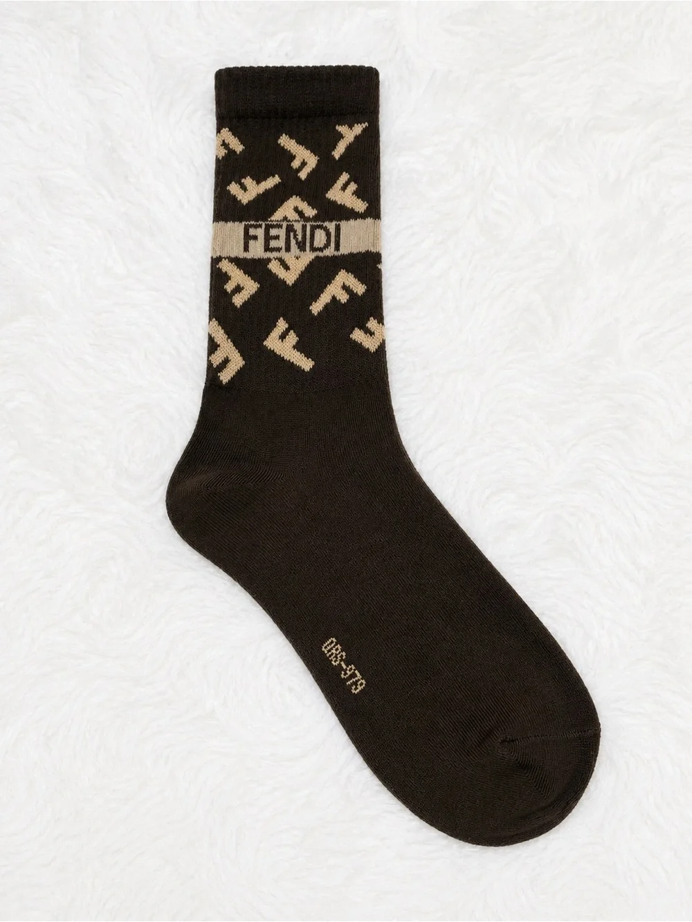 Fendi Men’s Brown Logo Athletic Crew Socks